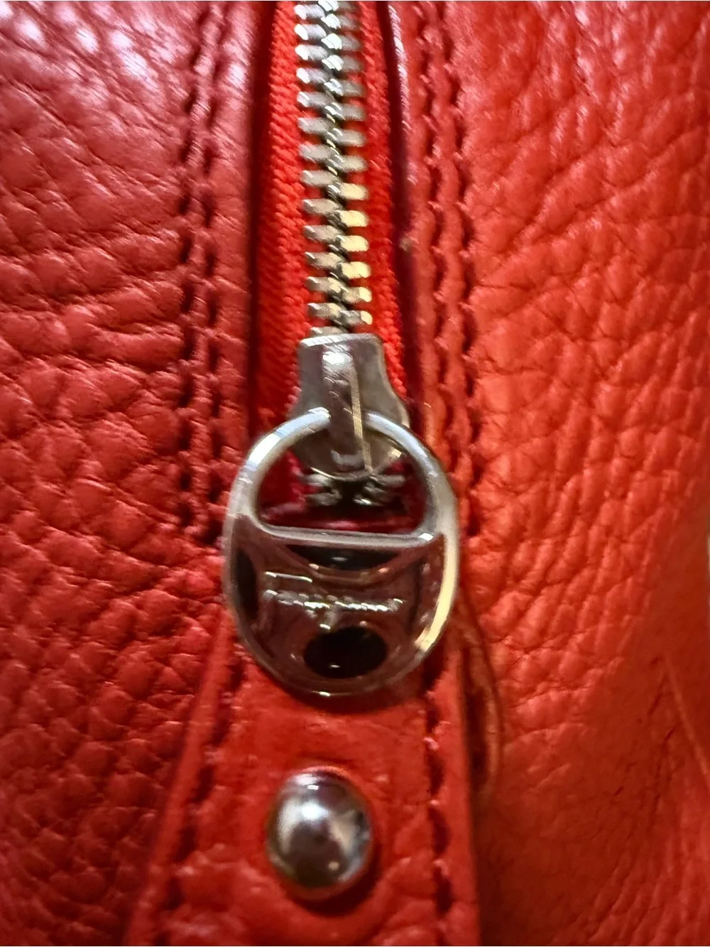 Salvatore Ferragamo Mini Red Pebble Leather Satchel Crossbody